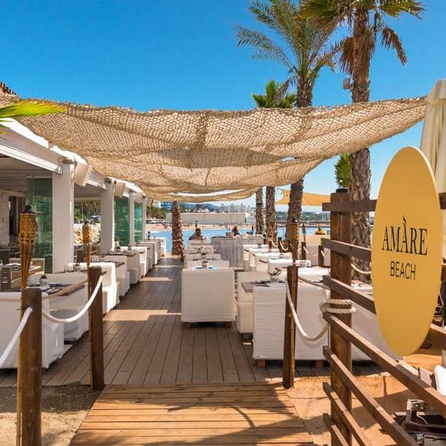 Seafront dining in Marbella La Sala by The Sea beach club and restaurant in Puerto  Banus, Marbella